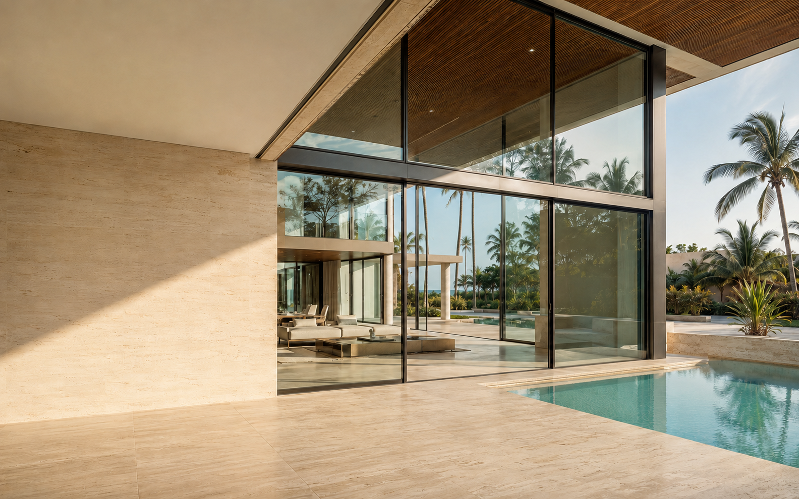 Residencia contemporánea con grandes cerramientos de vidrio
